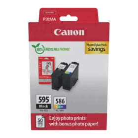 Canon PG 595 CL 586 Multipack 2 Ink Cartridges Photo Paper Value Pack 7171C004 Original