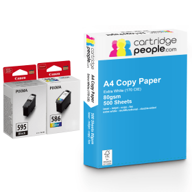Canon PG 595 CL 586 Multipack Set of 2 Ink Cartridges with Ream of Copy Paper Original
