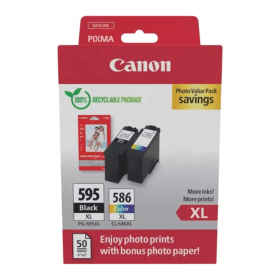 Canon PG 595XL CL 586XL High Capacity Multipack 2 Ink Cartridges Photo Paper Value Pack 7170C004 Original
