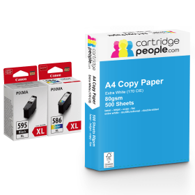 Canon PG 595XL CL 586XL High Capacity Multipack Set of 2 Ink Cartridges with Ream of Copy Paper Original