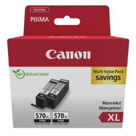 Canon PGI 570PGBKXL Black High Capacity Ink Cartridge Twin Pack 0318C010 Original