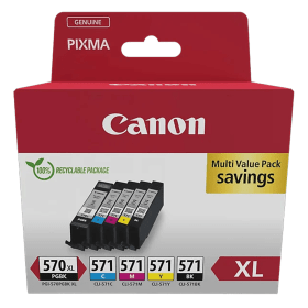 Canon PGI 570XL High Capacity CLI 571 Standard Capacity Multipack 5 Ink Cartridge 0318C008 Original