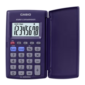 Casio HL 820VER 8 Digit Pocket Calculator with Euro Conversion Blue 163156 F
