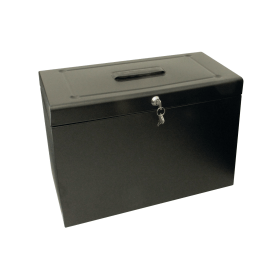 Cathedral Metal File Box Home Office Foolscap Black 138940 F