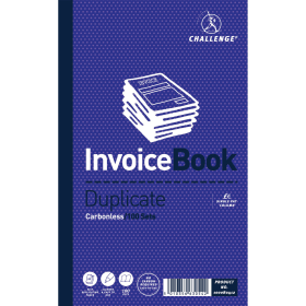 Challenge Carbonless Duplicate Invoice Single VAT Column Book 100 Sets 210mm x 130mm 5 Pack 116372 F
