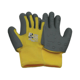 Children s Gloves TPE Palm Coating With Cub Paw Print Design Yellow Grey 4 927006 F