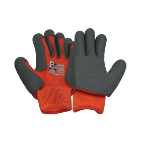 Children s Gloves TPE Palm Coating With Paw Print Design Orange Grey 5 927007 F