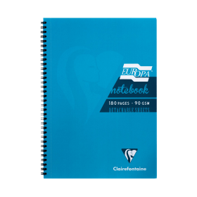 Clairefontaine Europa Notebook Ruled 180 Pages A4 Turquoise 5 Pack 478581 F