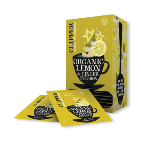 Clipper Fairtrade Organic Lemon Ginger Tea Bags 25 Pack FC93718 F