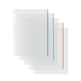 Coloured Edge Punched Pocket A4 Clear 100 Pack 366363 F
