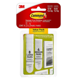 Command White Medium and Large Picture Hanging Strips 12 Pack 600396 F