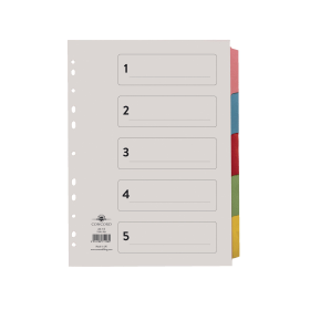 Concord Divider 5 Part 160gsm A4 White Assorted 71198 PJ11 126146 F