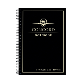 Concord Jotta Wirebound Notebook 140 Pages A5 Black 5 Pack 607190 F