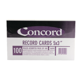 Concord Record Card 127mm x 76mm Assorted 100 Pack 109594 F