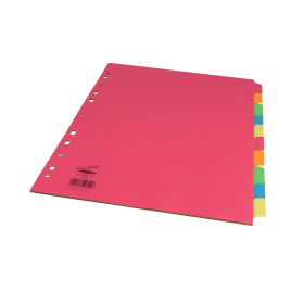 Concord Subject Divider 10 Part 230gsm A4 Assorted 20 Pack 52299 128898 F