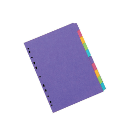 Concord Subject Divider 10 Part 270gsm A4 Assorted 52699 526 110827 F
