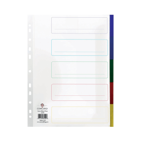 Concord Subject Divider 5 Part White Assorted A4 66099 108843 F
