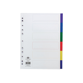 Concord Subject Divider 6 Part 120gsm A4 White Assorted 65899 125101 F