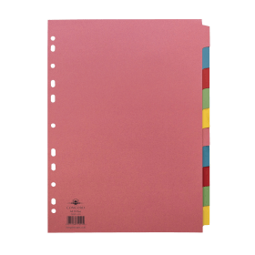 Concord Subject Dividers 10 Part 160gsm A4 Assorted 72099 J20 106735 F