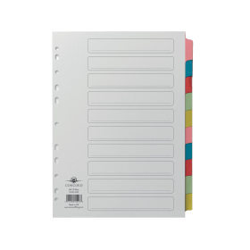 Concord Tabs with Contents Divider 10 Part 160gsm A4 White Assorted 72098 PJ20 112942 F