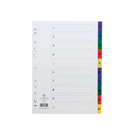 Concord White Multicoloured Index Dividers 1 10 112544 F
