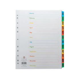 Concord White Multicoloured Wide Index Dividers January December 105870 F