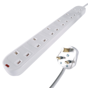 Connekt Gear 6 Way Surge Protection Extension Lead 5m White 610289 F