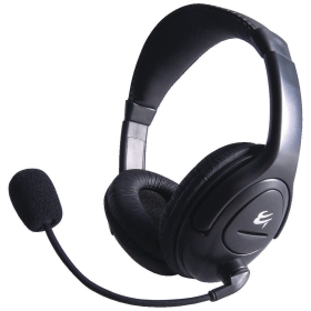 Connekt Gear HP512 Wired Over Ear Multimedia Stereo Headset With Boom Microphone 3.5mm Jack Black 367812 F