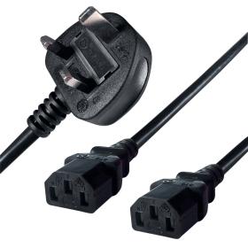 Connekt Gear Mains Splitter Cable Plug to 2 C13 Sockets 2.5m 610287 F