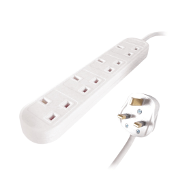 Connekt Gear UK 4 Way Mains Power Extension Block 2m White 368128 F