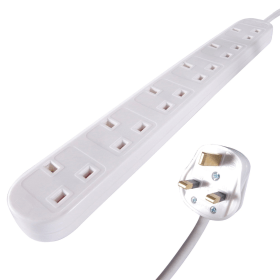 Connekt Gear UK 6 Way Mains Power Extension Block 5m White 458331 F