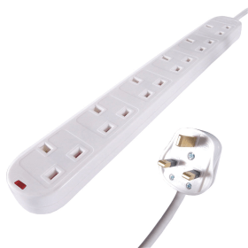 Connekt Gear UK 6 Way Mains Power Surge Protected Extension Block 2m White 366567 F