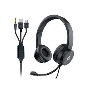 Connekt Gear Wired Overhead Headset with Boom Microphone USB C A 3.5mm Jack Black 830550 F