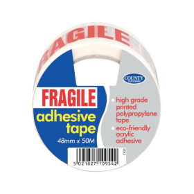 County Stationery Fragile Tape 48mm x 50m 6 Pack 523197 F
