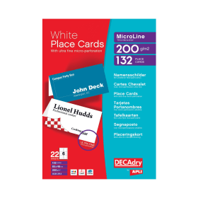 Decadry Perforated Place Cards 200gsm White 132 Pack 102100 F