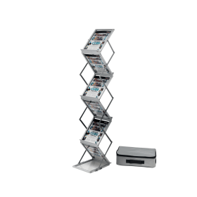 Deflecto Double Sided Folding Stand Silver A4 DE36100 127042 F