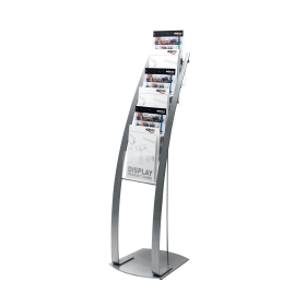 Deflecto Six Pocket Literature Floor Stand Silver A4 DE693145 370223 F