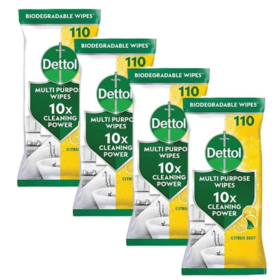 Dettol Multipurpose Wipes Biodegradable Citrus 440 Pack RK81057 F