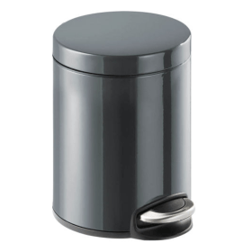 Durable Charcoal Metal Pedal Round Bin 5 Litre DB30199 F