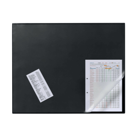 Durable Clear Overlay Non Slip Desk Mat Notes Protector Pad 65cm x 52cm Black 102878 F