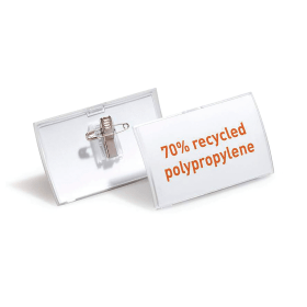 Durable Click Fold Convex Clip and Pin Name Tag Badge Holder 54mm x 90mm 25 Pack 141028 F