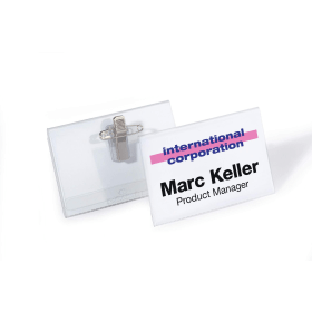 Durable Combi Clip Name Badge 40mm x 75mm 50 Pack 139827 F