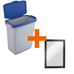 Durable DURABIN Bin Blue Hinged Lid Duraframe 60 Litres Blue Grey VEH2023007 829172 F