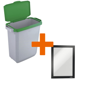 Durable DURABIN Bin Green Hinged Lid Duraframe 60 Litres Green Grey VEH2023006 829171 F