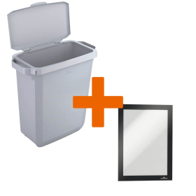 Durable DURABIN Bin Grey Hinged Lid Duraframe 60 Litres Grey VEH2023008 829173 F