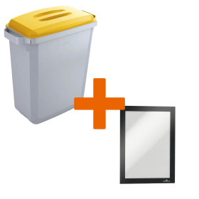 Durable DURABIN Bin Yellow Lid Duraframe 60 Litres Yellow Grey VEH2023001 829166 F