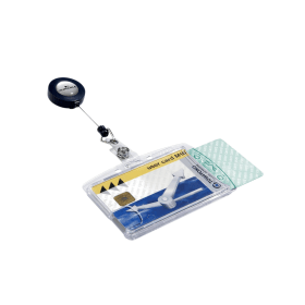 Durable Dual Security Pass Holder with Badge Reel Clear 10 Pack 100947 F