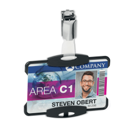 Durable Eco Recycled Plastic Security ID Card Badge Holder Black 10 Pack 756402 F