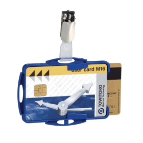 Durable ID Card Holder with Clip for 2 Cards Blue 25 Pack 155270 F