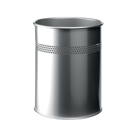 Durable Metal Waste Bin 15L Silver 109125 F